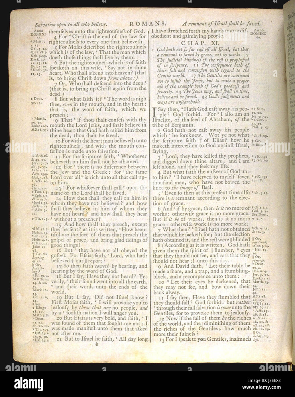 King James Bible 1772 Romani 10 (2) Foto Stock
