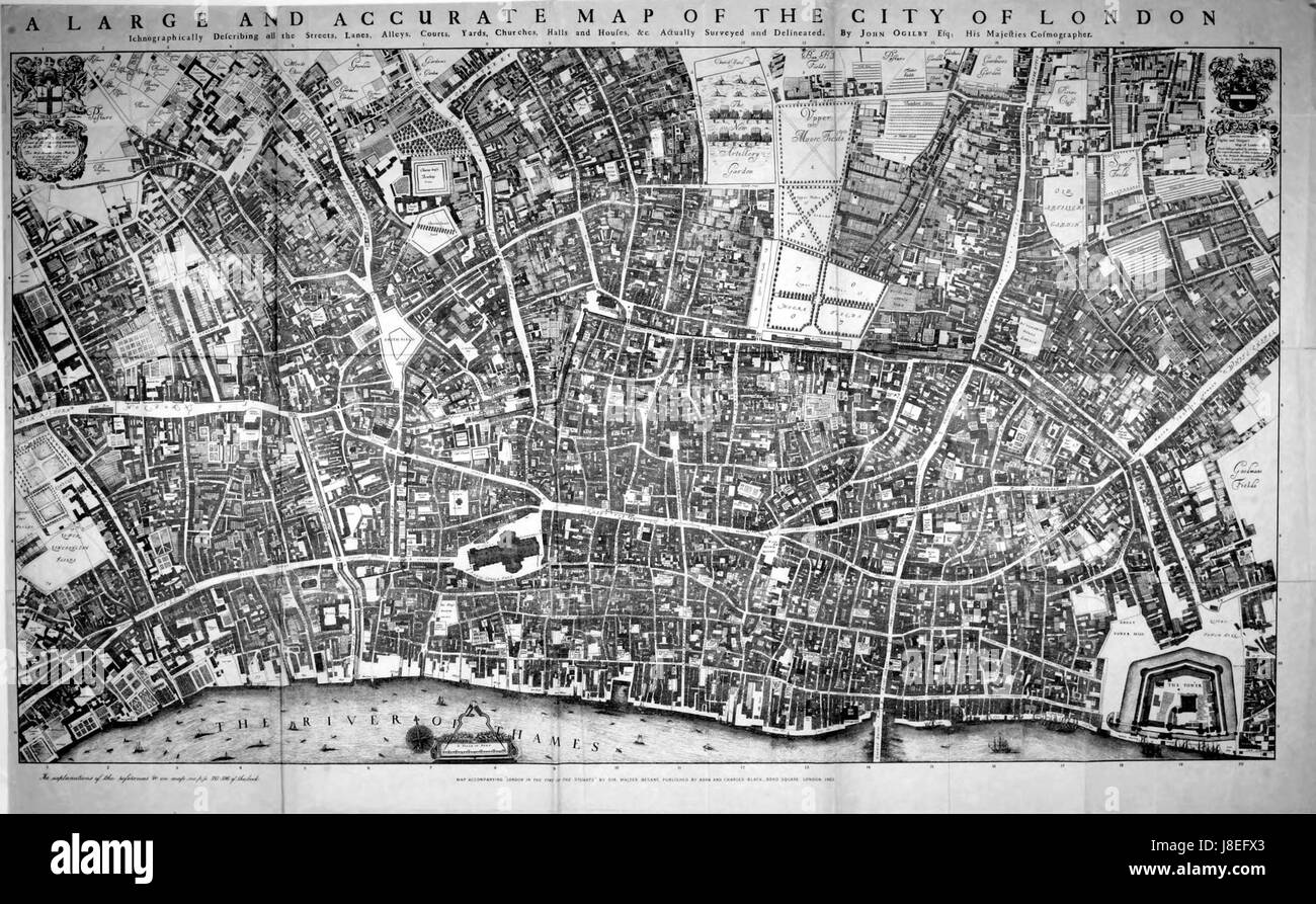 Mappe di Old London Ogilby Foto Stock