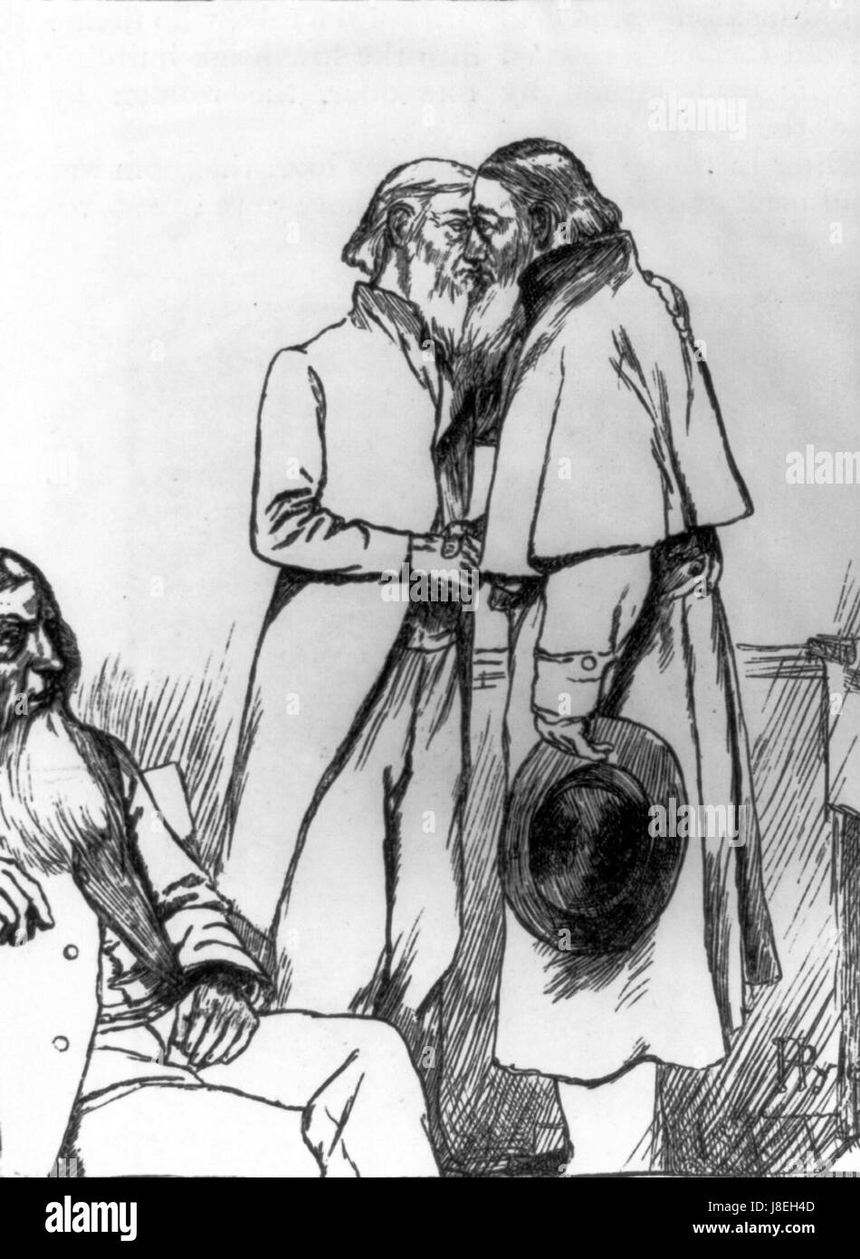 Il bacio della pace di Howard Pyle rappresenta un momento pacifico e simbolico, dimostrando la maestria di Pyleâ nell'illustrare scene storiche ed emotive con il suo stile caratteristico. Foto Stock