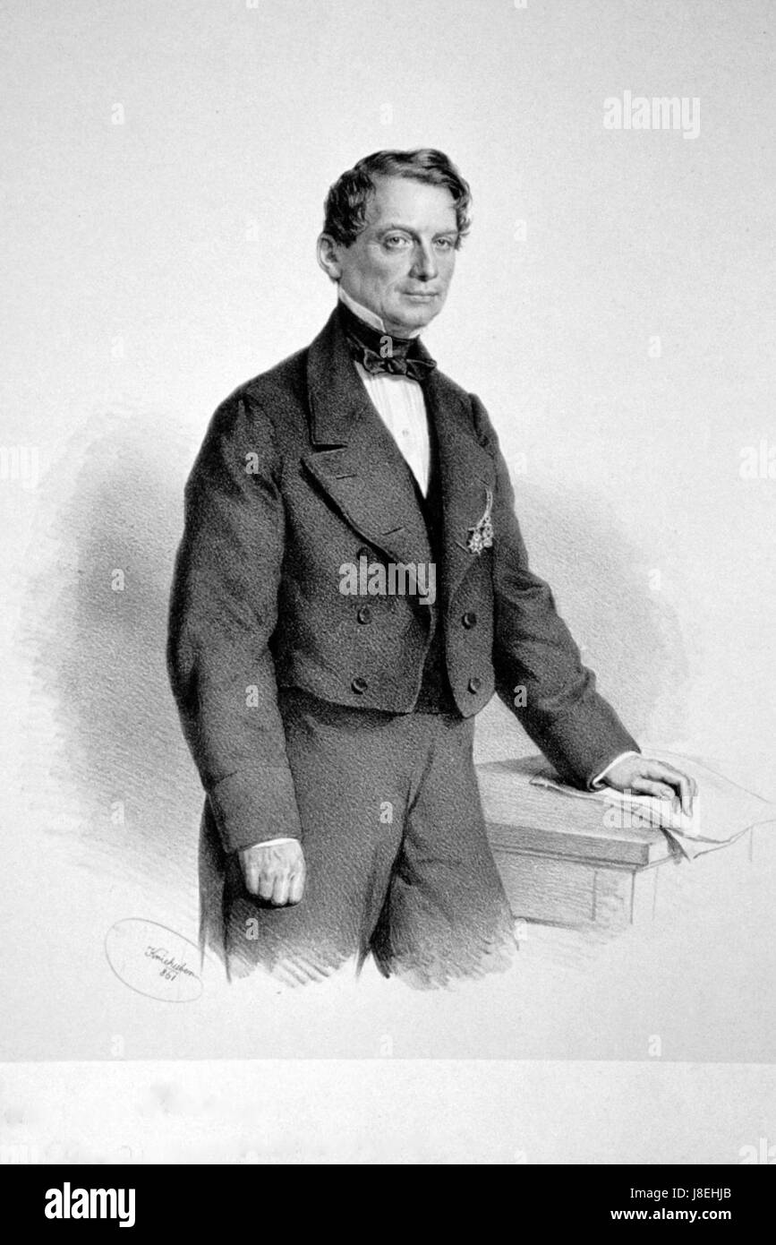 Litografia di Franz Riedl von Riedenau, che cattura la somiglianza di questa figura storica. Foto Stock