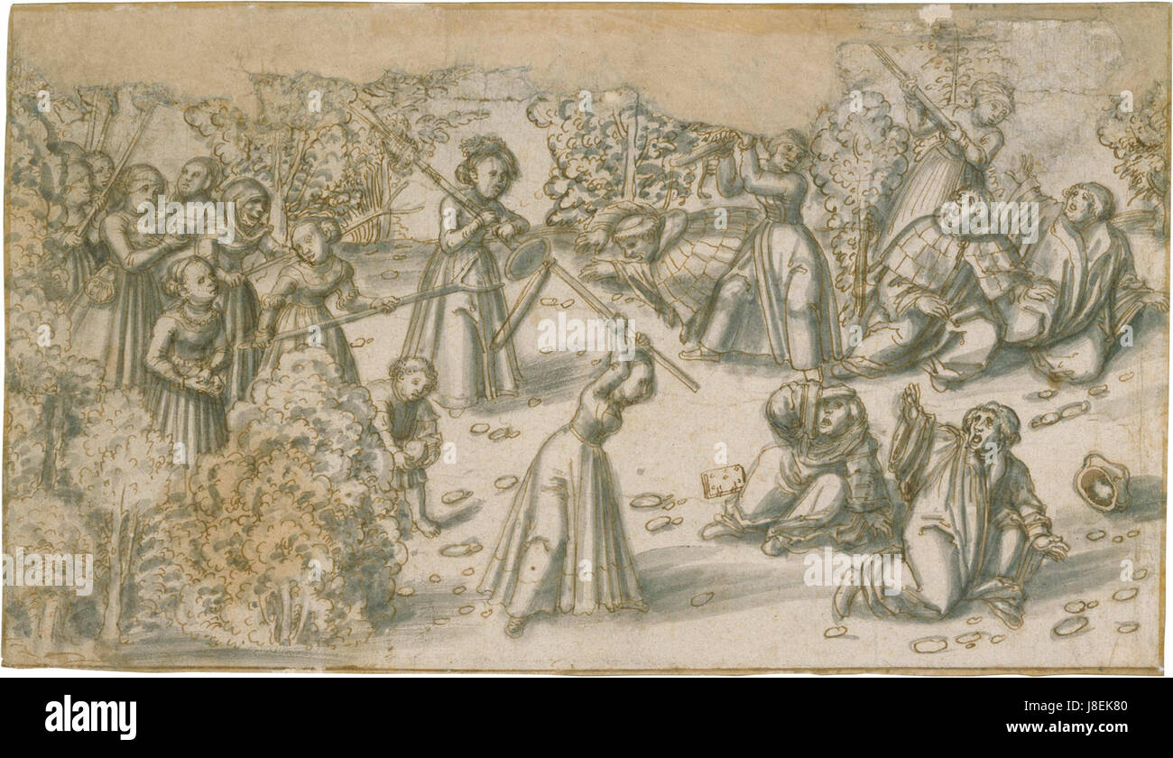 Lucas Cranach insurrezione del disegno delle donne Foto Stock