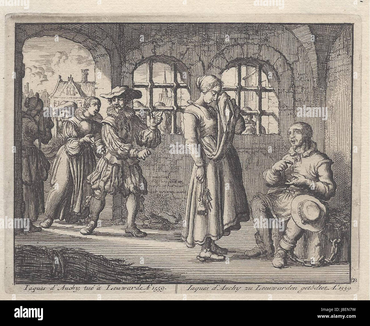 Jaques d'Auchy era una figura storica nota per il suo tempo in prigione. La sua storia coinvolge la sua prigionia e l'impatto delle sue esperienze in quel periodo sulla sua vita e sulla sua eredità. Foto Stock
