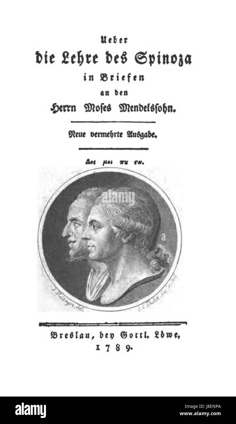 Questo lavoro di Jacobi, intitolato "Ueber Lehre Spinoza", pubblicato nel 1789, esamina la filosofia di Baruch Spinoza, affrontando le sue opinioni sulla metafisica, l'etica e il determinismo, contribuendo ai dibattiti sul razionalismo e sul pensiero illuministico. Foto Stock