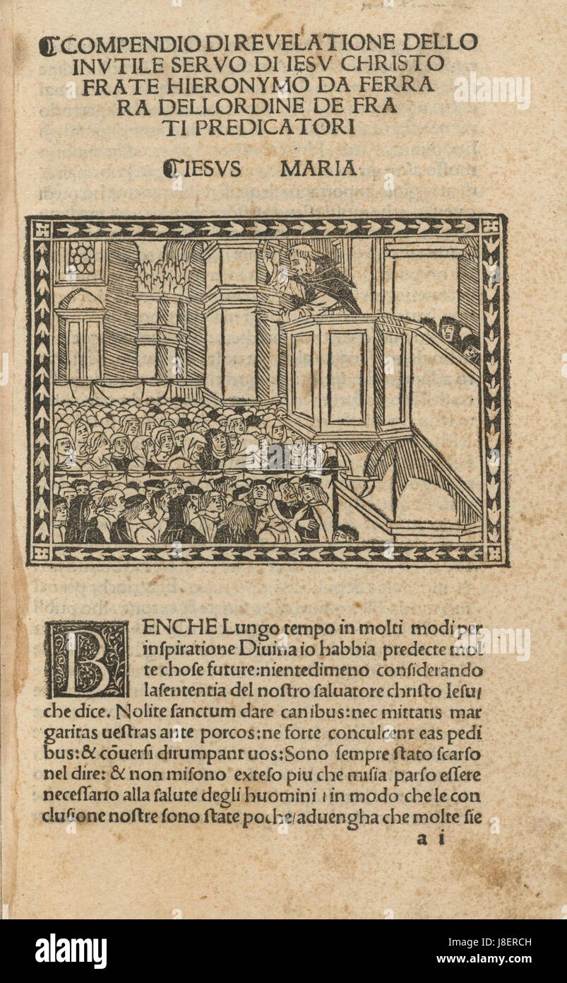 Houghton Inc 6316.10 (A) Girolamo Savonarola, 1496 Foto Stock