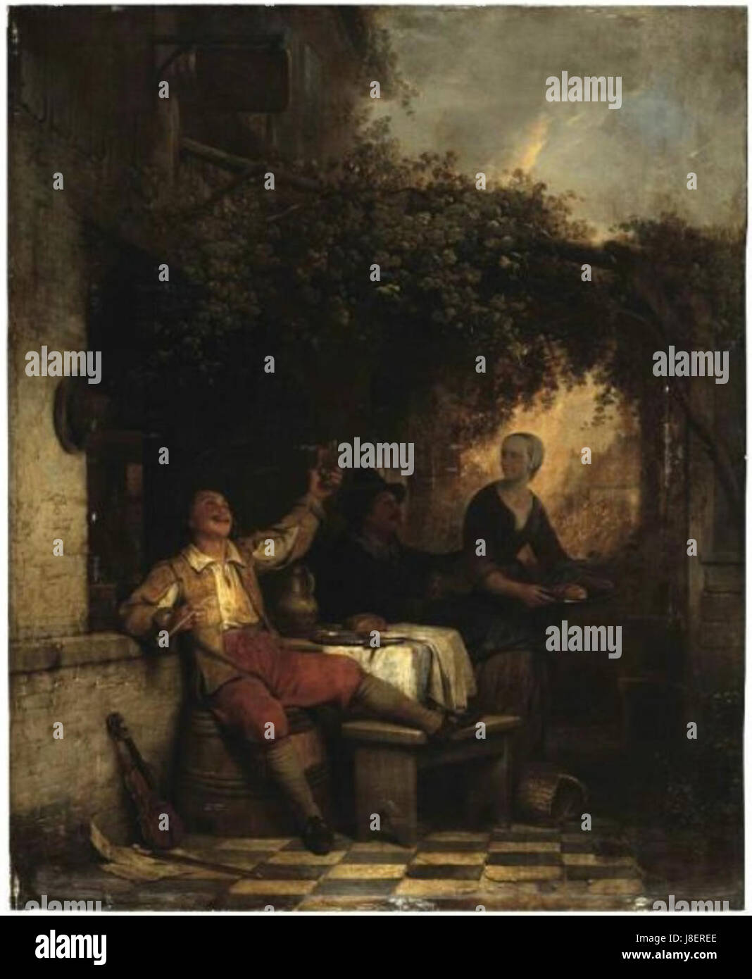 Ferdinand de Braekeleer il sambuco davanti alla taverna (vino, di amore e di musica) Foto Stock