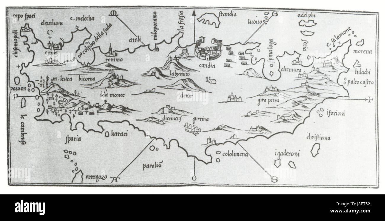 Karte von Kreta (1528) Foto Stock
