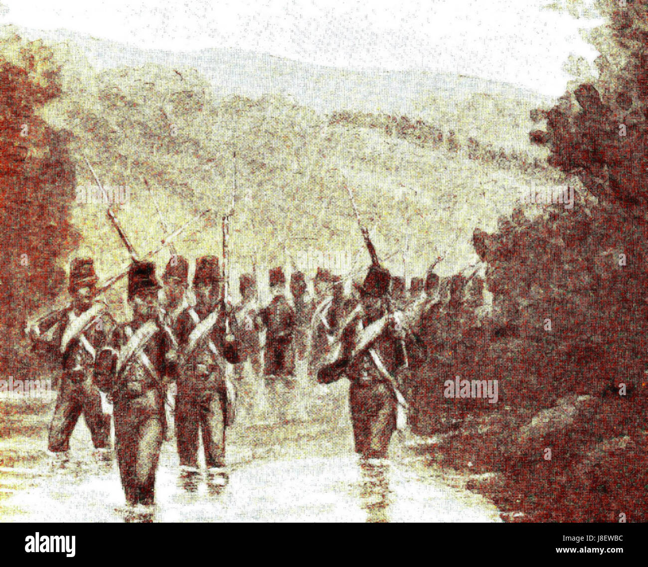 Questo titolo si riferisce a un dipinto militare o a una rappresentazione storica di Marte, il dio romano della guerra, legato al VII Battaglione. Riflette lo spirito marziale dell'unità e la sua associazione con la guerra in un contesto storico. Foto Stock