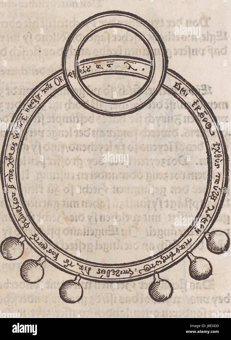 Gesner anello Fischbuch mit Inschrift griechischer Foto Stock