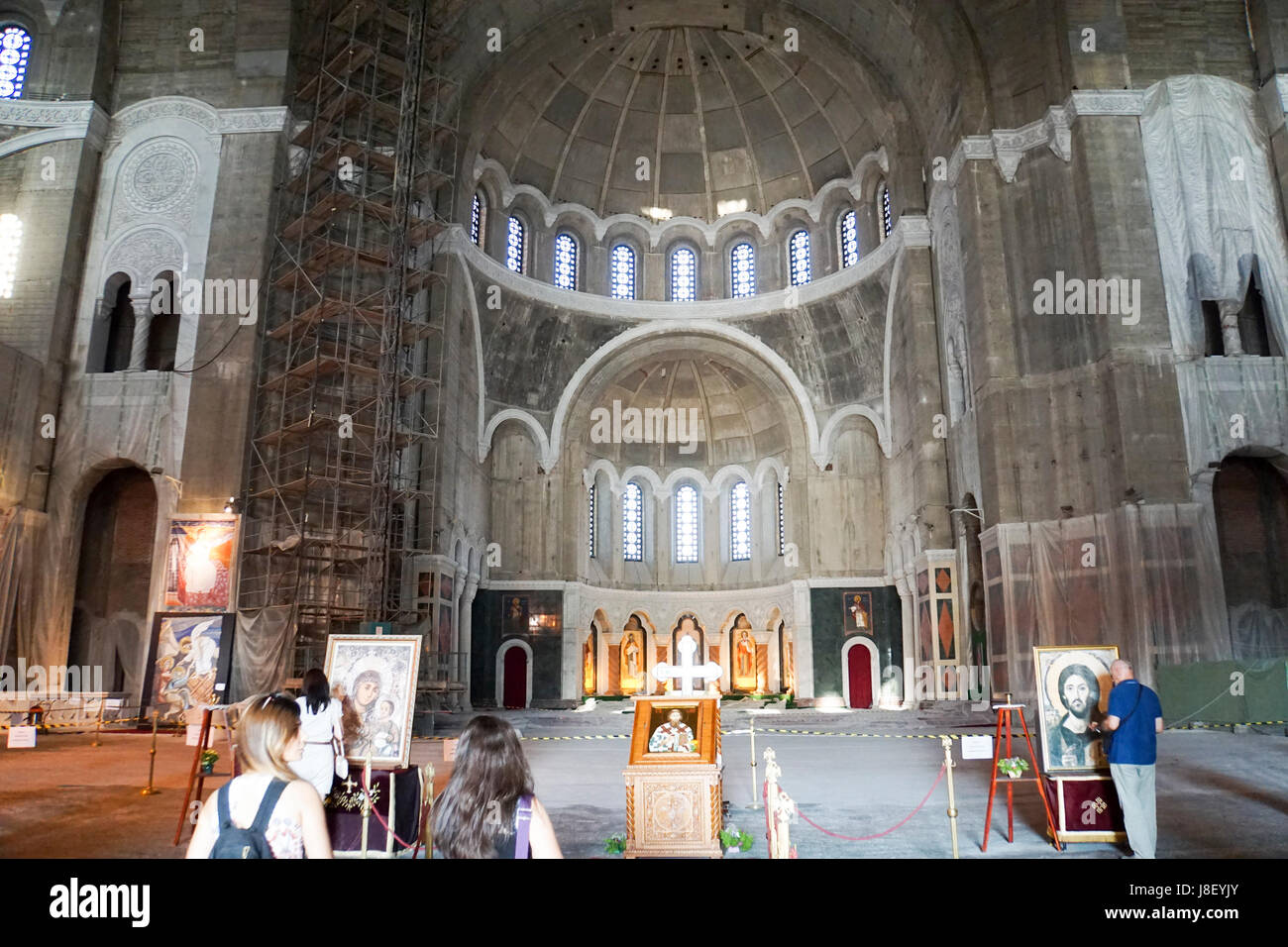 Interno della chiesa di San Sava, Belgrado, Serbia. Foto Stock