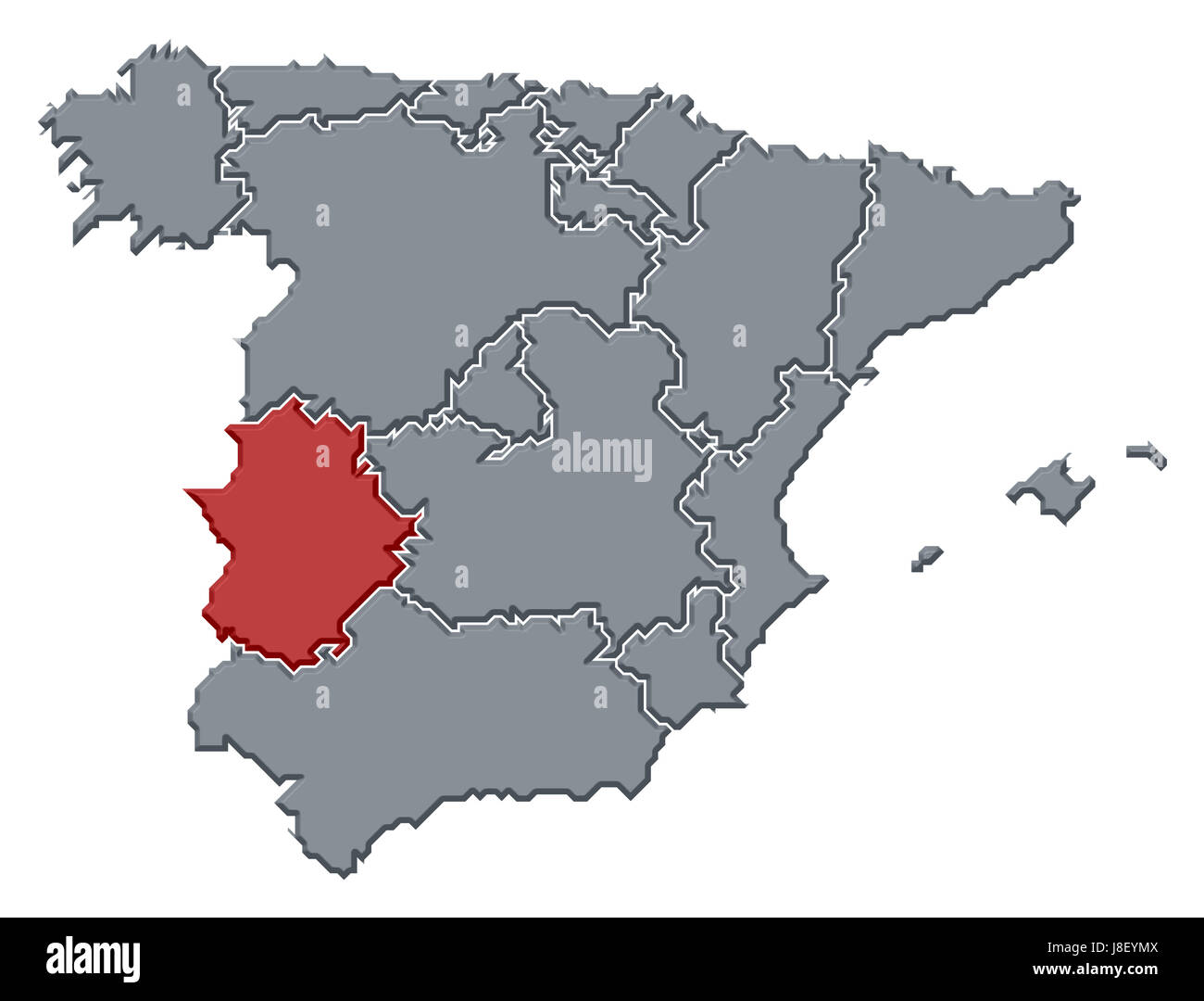 Spagna, mappa, Atlas, mappa del mondo, profilo simbolico, politico, colore, Foto Stock