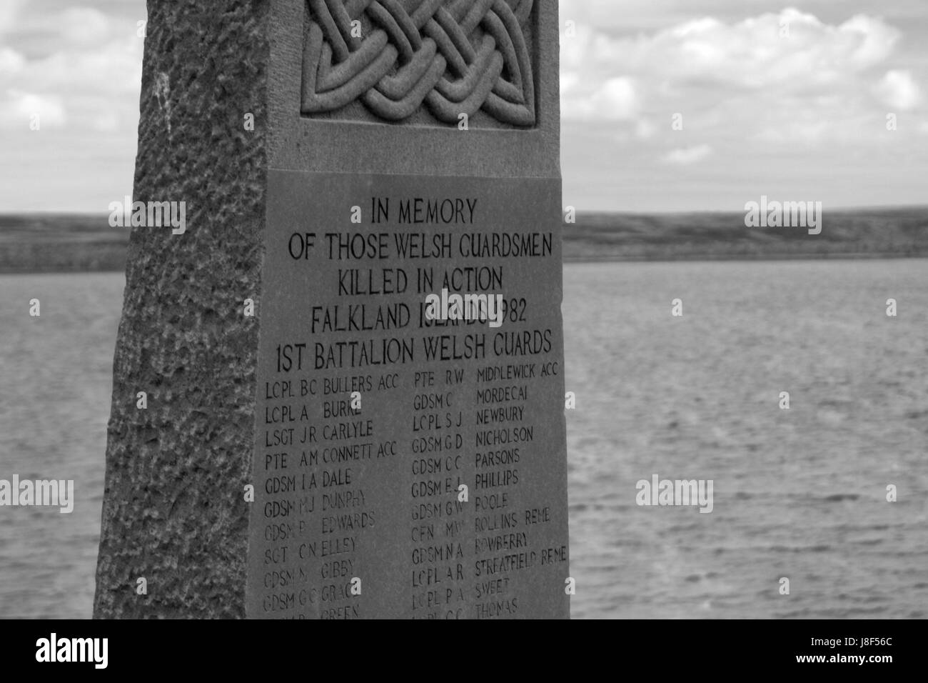 Isole Falkland - Protezioni Welsh Memorial Foto Stock