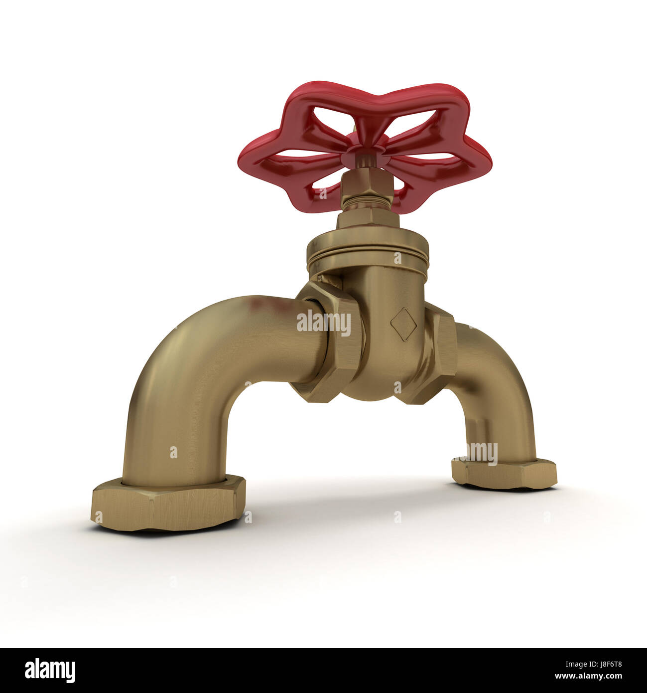 Illustrazione, metallo, maniglia, tubo, rame, approvvigionamento di acqua, la valvola rubinetto, acqua Foto Stock