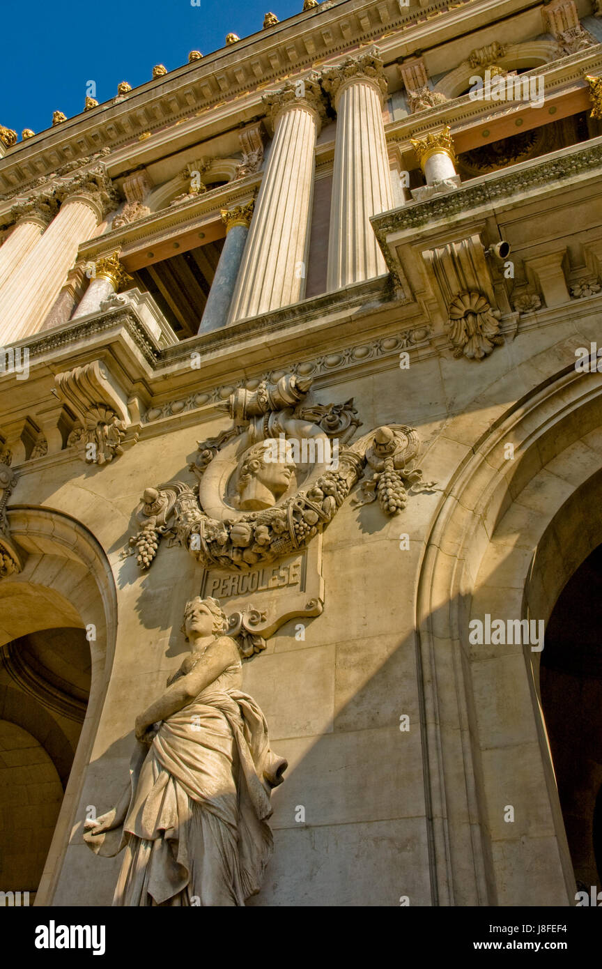 Viaggiare, un monumento di pietra, statua, turismo, Parigi, Francia, viaggio, stile di Foto Stock