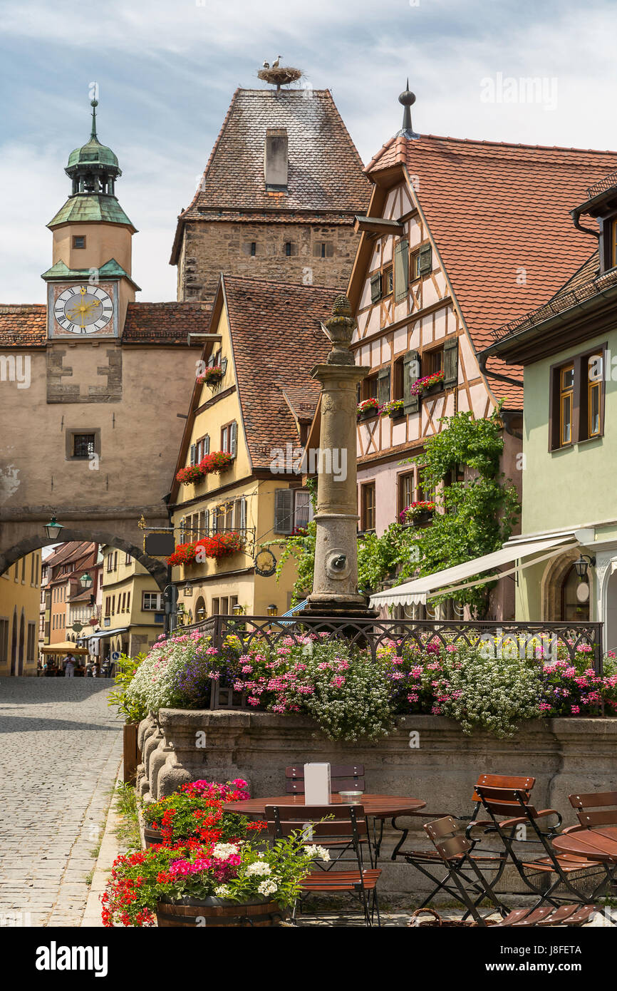 Rothenburg ob der Tauber, città storica nel centro di Rothenburg ODT , Franconia, Baviera, Germania Foto Stock