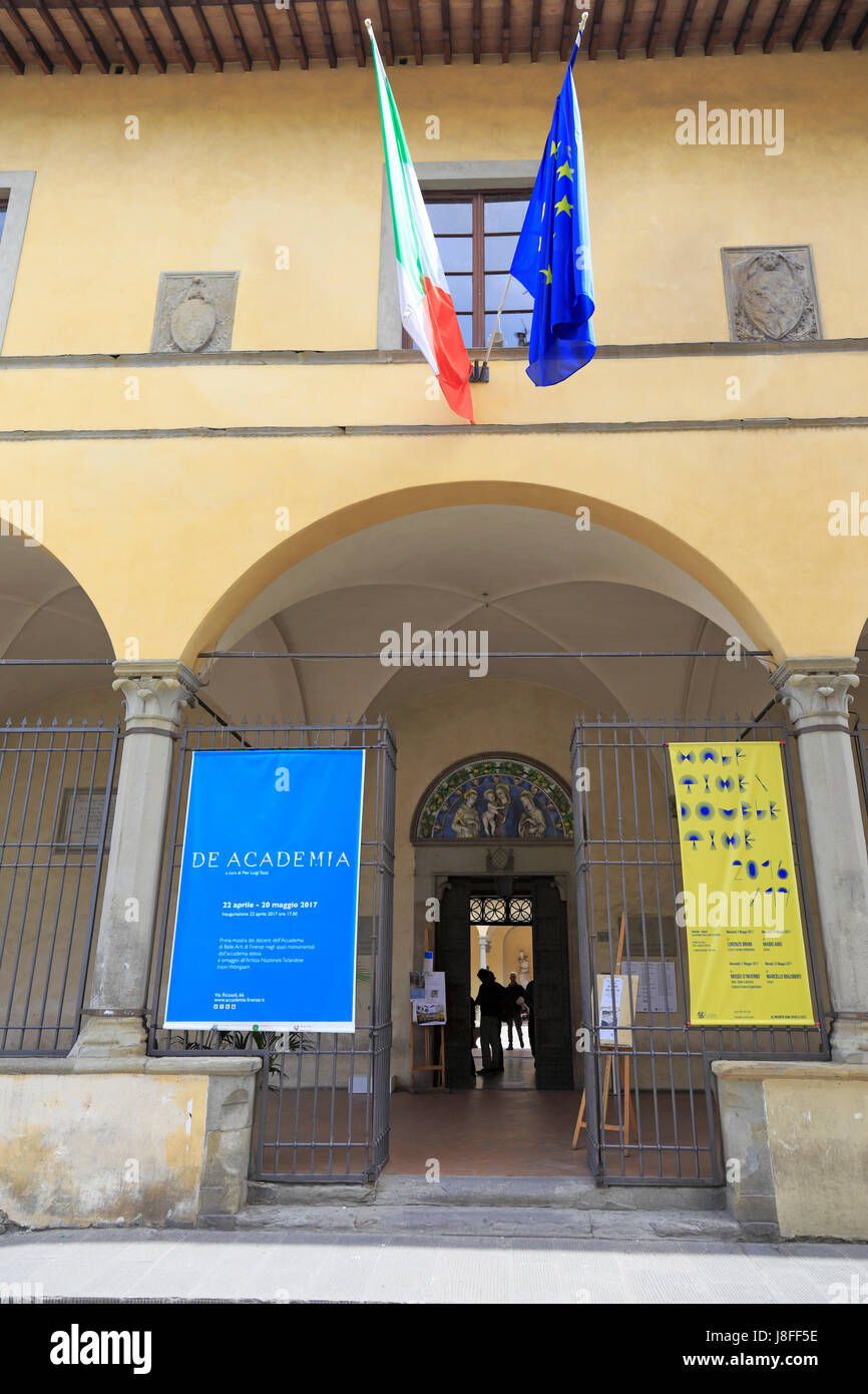 L'ingresso alla Galleria dell' Accademina o Galleria dell'Accademia, la casa di Michelangelo la scultura di David, Via Ricasoli, Firenze, Toscana, Italia. Foto Stock