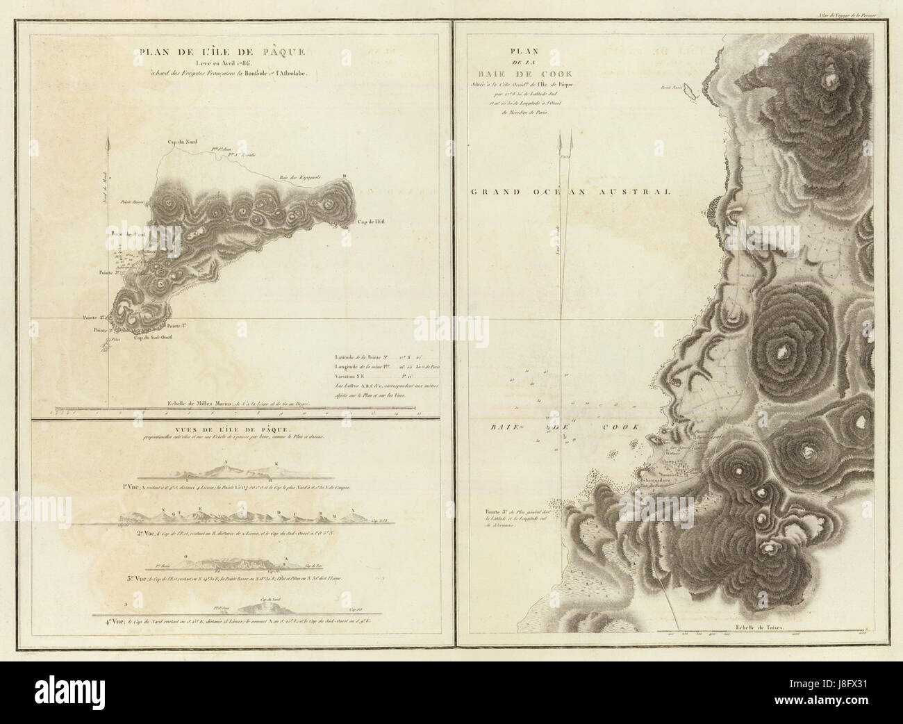 Isola di Pasqua mappa di La Perouse 1797 Foto Stock