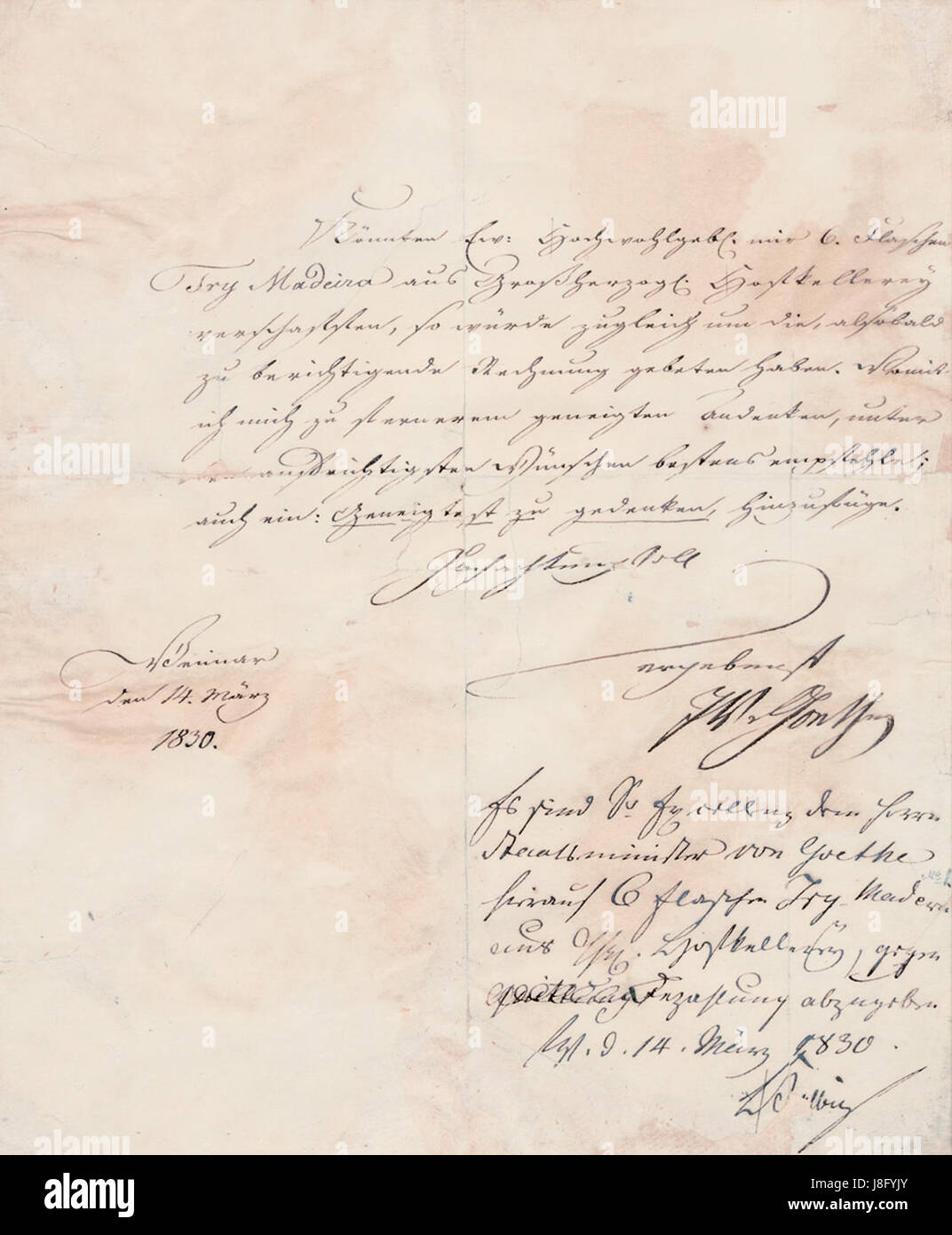 Goethe Weinbestellung 1830 03 14 Foto Stock