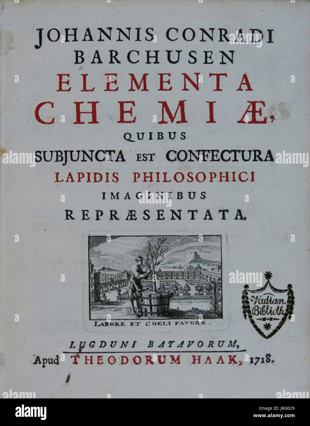 Un'illustrazione o un riferimento dalla "Elementa Chemiae" di Barchusen, un'opera storica sulla chimica, che contribuisce allo studio e allo sviluppo della scienza nel XVII secolo. Foto Stock