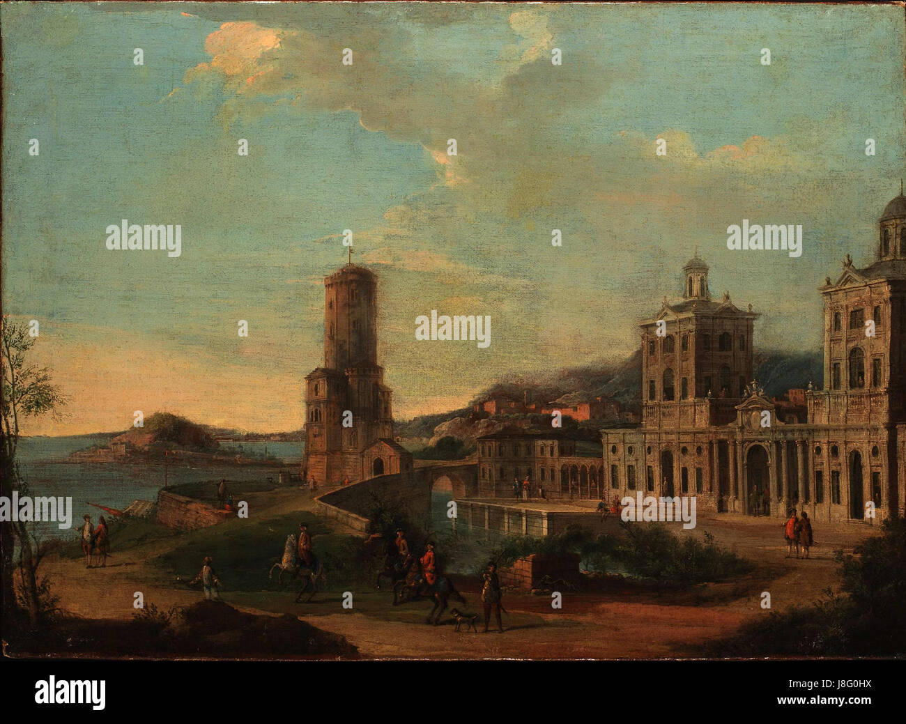 Paesaggio di Francesco Battaglioli, ol su tela, 91 cm x 65,5 cm Foto Stock