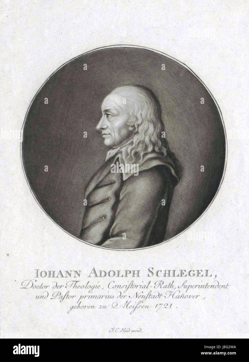Johann Adolph Schlegel e Johann Elias Haid erano figure di spicco del XVIII secolo, con Schlegel noto per i suoi contributi alla letteratura e Haid per il suo lavoro nell'incisione e nella stampa. Foto Stock