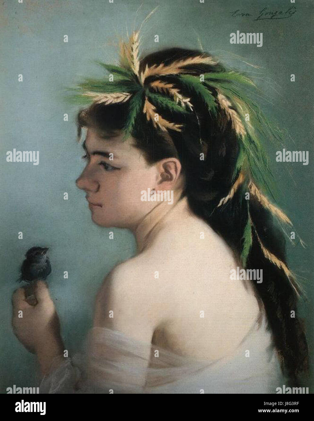 Eva Gonzales, un'artista francese del XIX secolo, dipinse le Moineau, un'opera che mostrava il suo stile impressionista. Il pezzo riflette il suo contributo all'arte francese durante questo periodo. Foto Stock