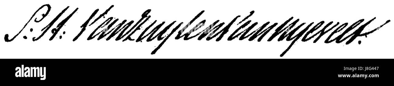 Questa è la firma di Pieter Hendrik van Zuylen van Nijevelt, una figura storica che visse tra il 1782 e il 1825. La sua firma funge da indicatore autentico per i documenti o le opere a lui associate. Foto Stock