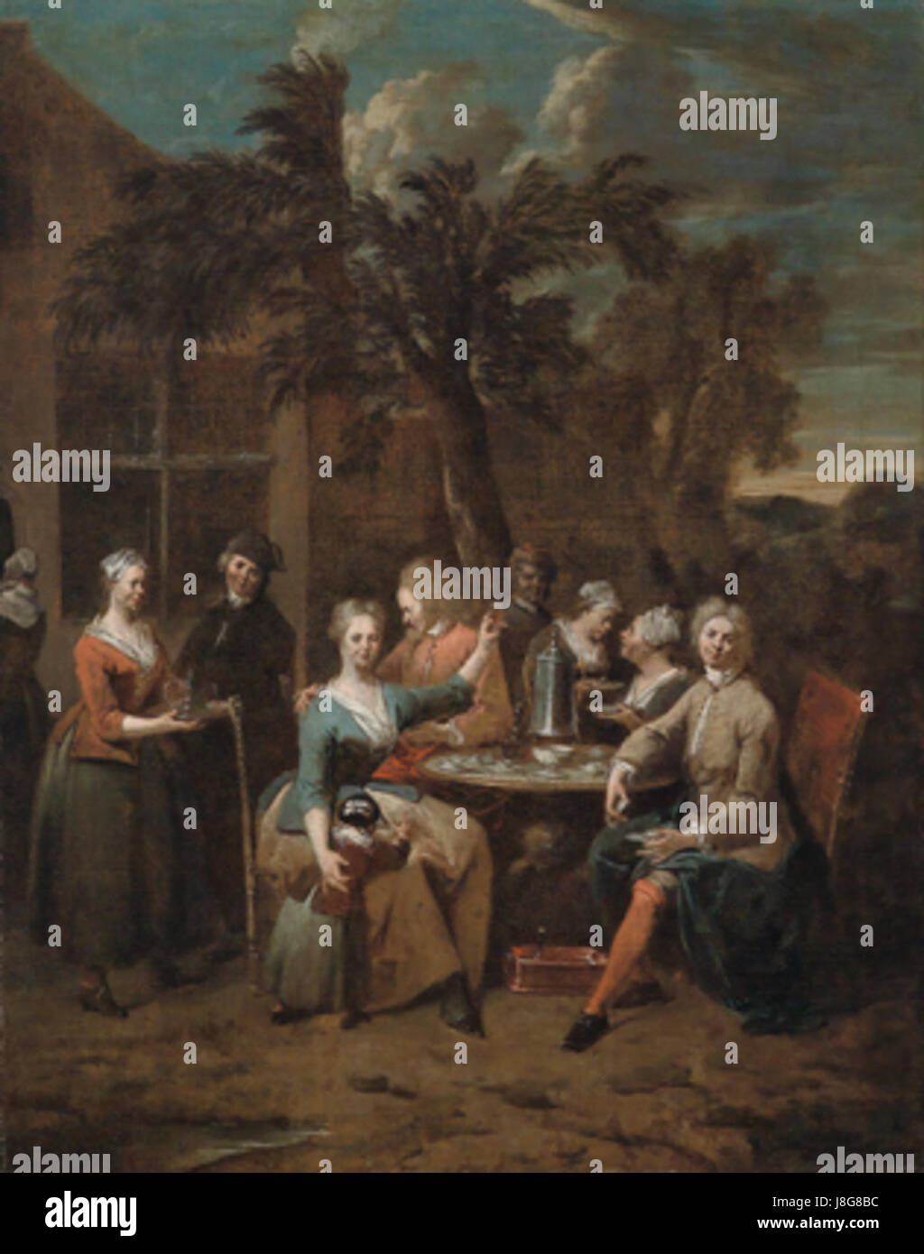 Jan Battista Lambrechts elegante gruppo all'aria aperta Foto Stock