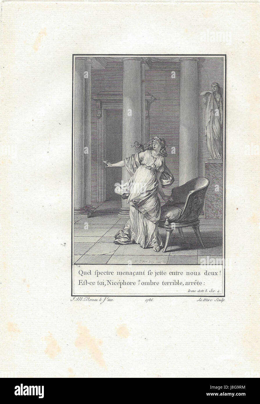 Il pezzo intitolato Moreau Voltaire Irene si riferisce a un'opera che combina gli elementi artistici di Moreau, un pittore francese, con gli ideali filosofici di Voltaire e Irene, potenzialmente una figura che rappresenta la bellezza classica. Foto Stock