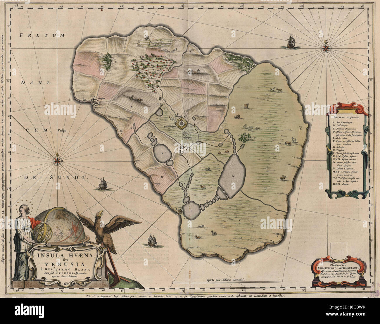 Mappa di Hven da incisione in rame di Blaeu Atlas 1663 Foto Stock