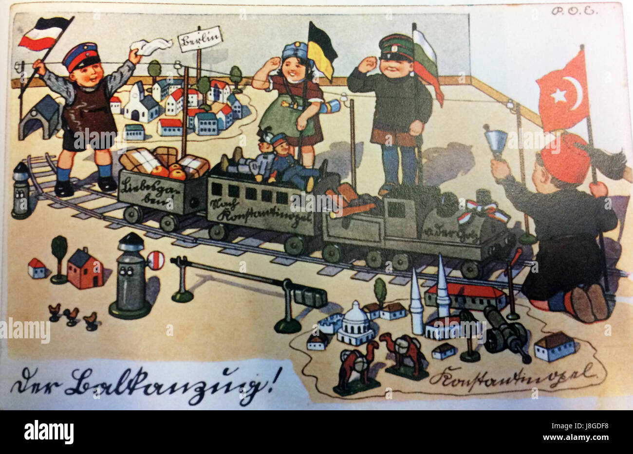 Kinderkriegspostkarte, che significa "cartolina da guerra per bambini", si riferisce alle cartoline create durante la guerra, spesso dai bambini, per trasmettere messaggi di pace, speranza e innocenza. Queste cartoline venivano tipicamente inviate da aree colpite dalla guerra a familiari o soldati. Foto Stock