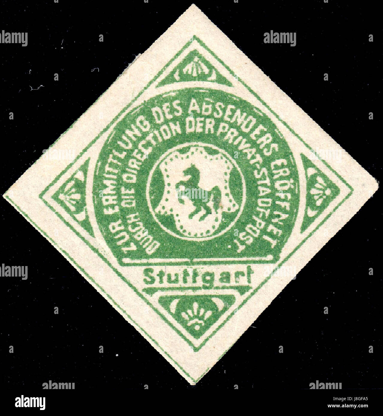 Germania Stoccarda 1886 1900 timbro di tenuta verde inutilizzato Foto Stock