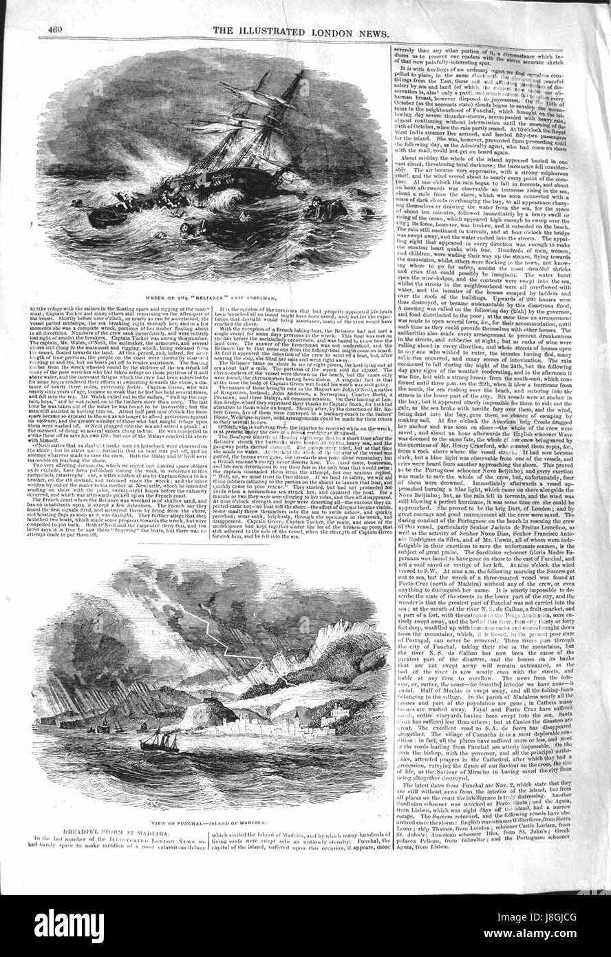 ILN 1842, p. 460 si riferisce a una pagina dell'edizione del 1842 del The Illustrated London News, una pubblicazione chiave nel giornalismo del XIX secolo. La pagina contiene probabilmente articoli significativi, illustrazioni e storie di quel periodo. Foto Stock