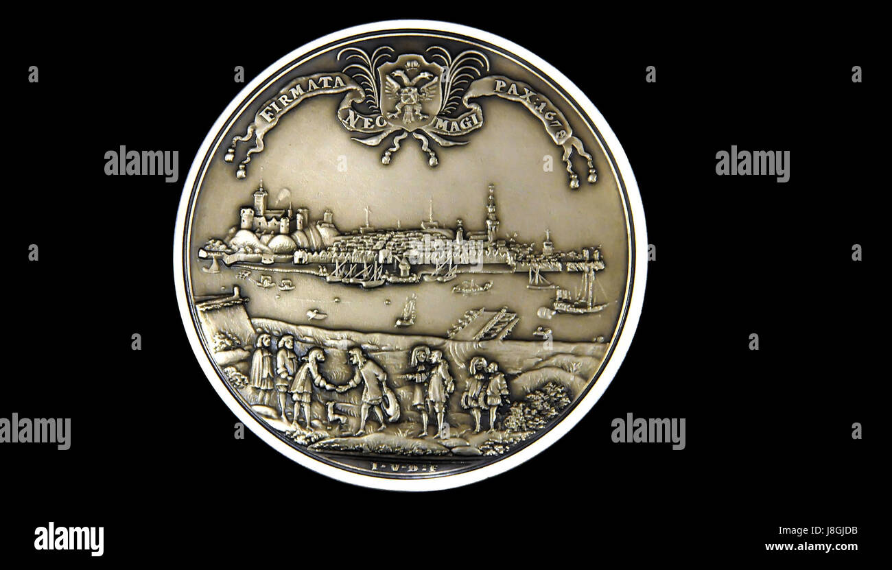 Jacob van medaglia Dishoecke Pace di Nijmegen 1678 anteriore Foto Stock