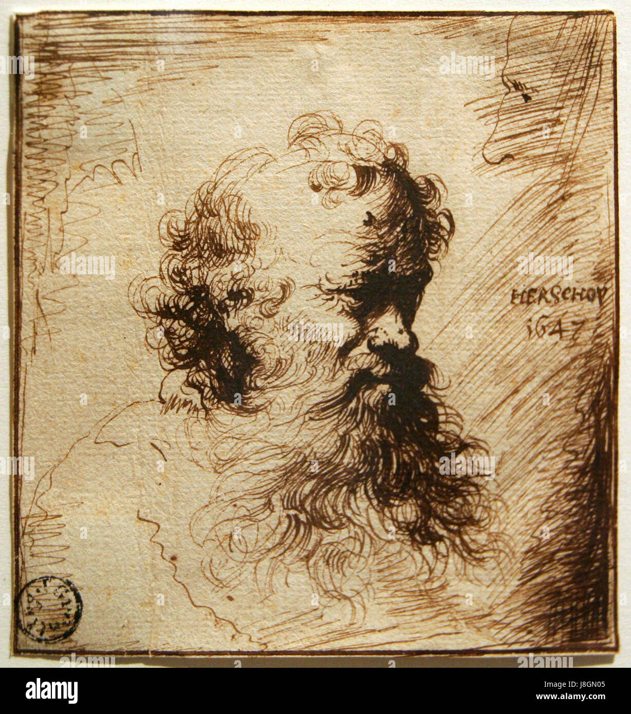 Hendrick Heerschop Hoofd van een oude l uomo si sono incontrati baard en profil Foto Stock