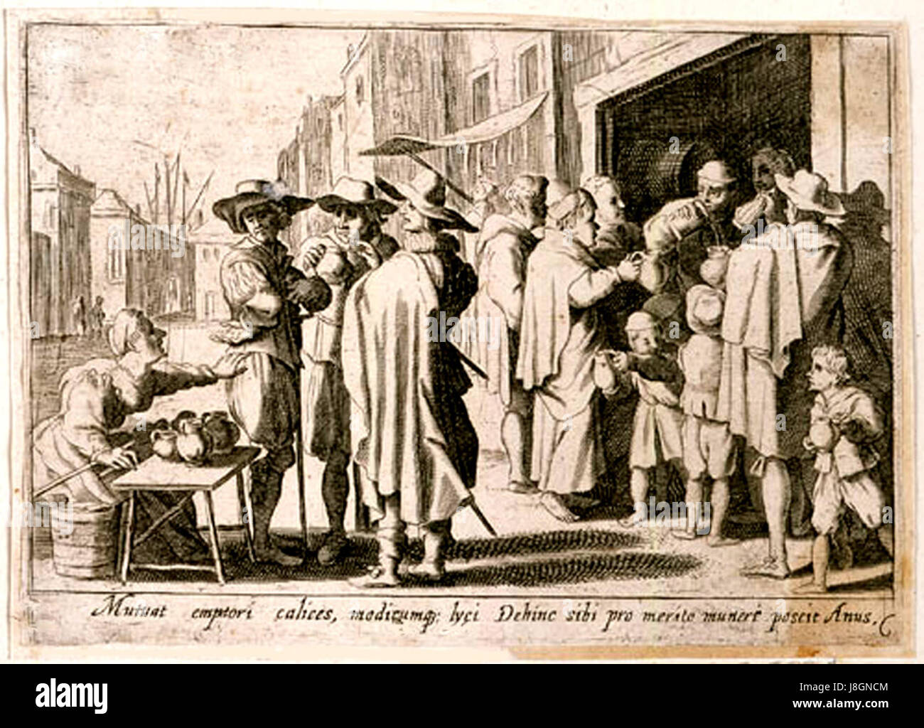 Questo dipinto del XIX secolo di Cornelius De Wae raffigura un mercante di vino, che cattura il ruolo del merchantâ nel commercio e nel commercio in quel periodo. Riflette la cultura del commercio e del commercio nelle società europee. Foto Stock