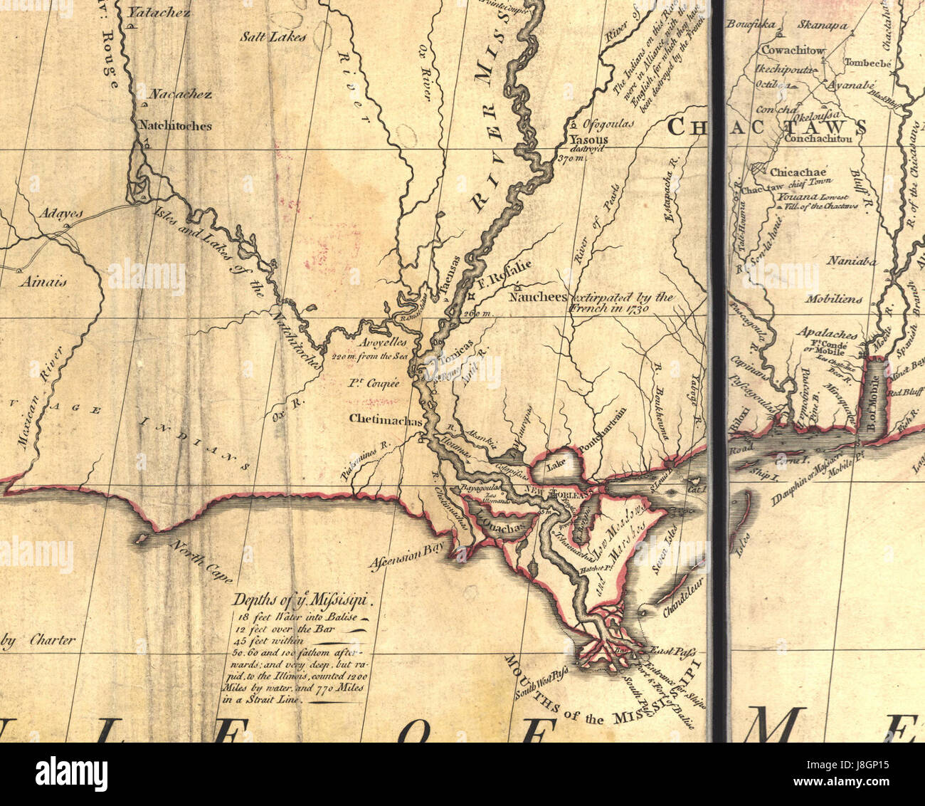 Mitchell Mappa Louisiana 1770s Foto Stock