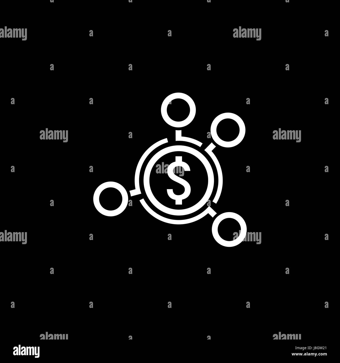 Distribuzione di denaro icona. Design piatto. Illustrazione Vettoriale