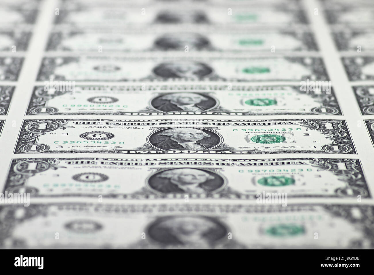 1 dollaro Usa foglio non tagliato Foto Stock