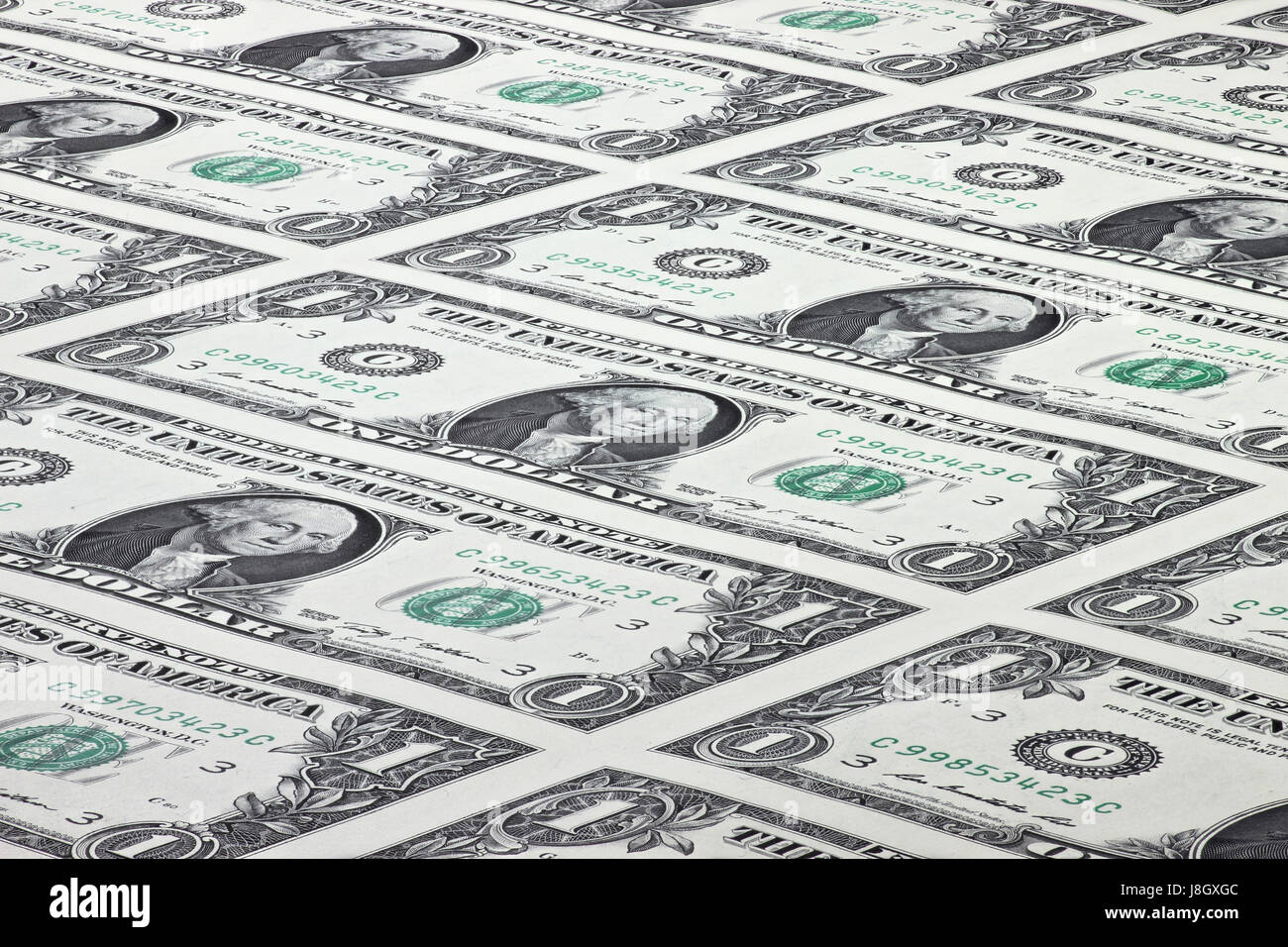 1 dollaro Usa foglio non tagliato Foto Stock