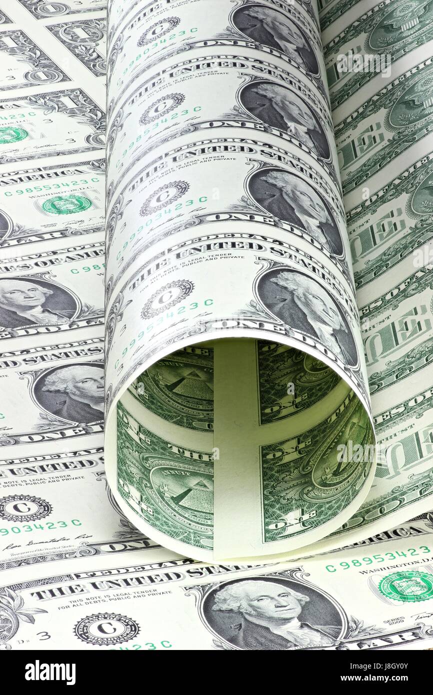 1 dollaro Usa foglio non tagliato Foto Stock