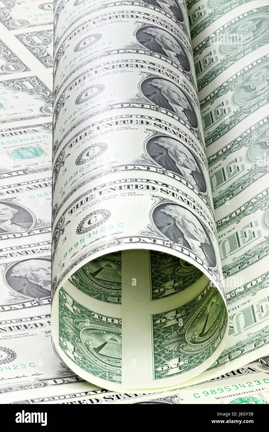 1 dollaro Usa foglio non tagliato Foto Stock