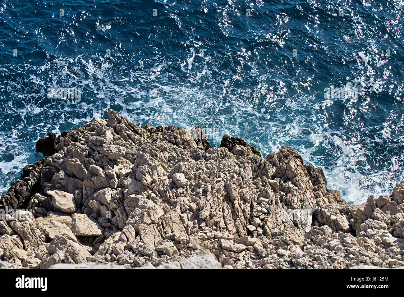 Blu, rock, bollire, cuochi, per ebollizione, cottura, costa, Cliff, raving, furioso, Foto Stock