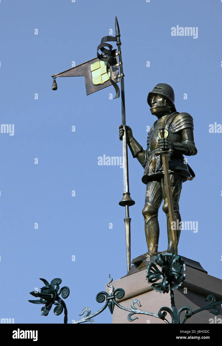 Knight, jugendstil, armamento, scultura, bandiera, cavaliere, spada, il braccio, arma, Foto Stock