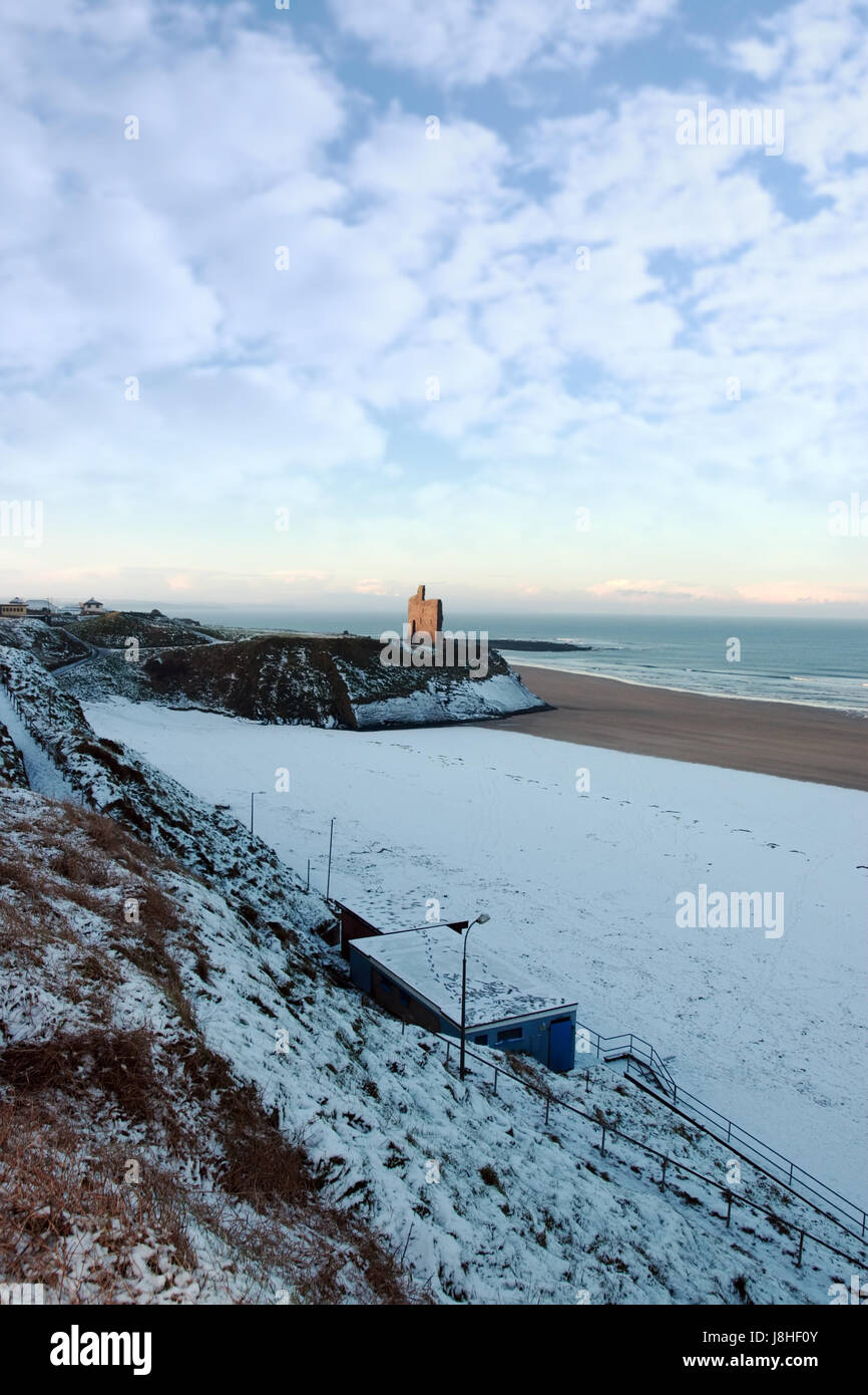 In inverno, la spiaggia, il mare e la spiaggia, mare, lo stile di costruzione, Foto Stock