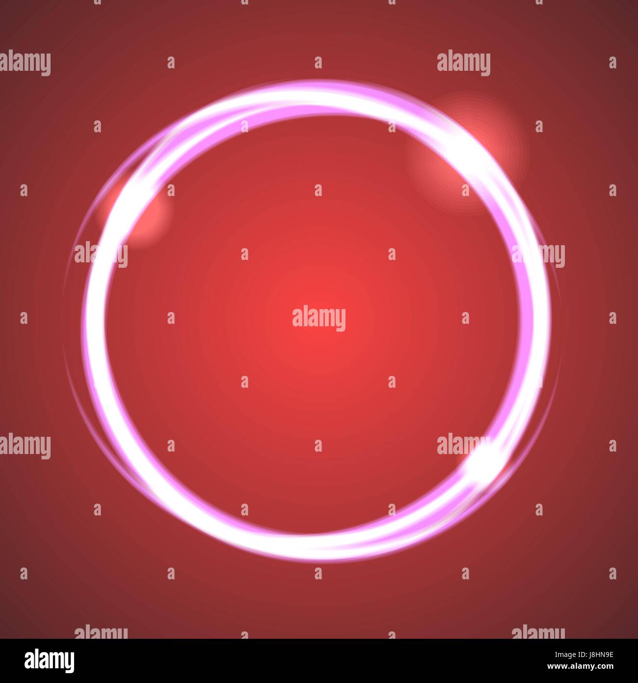 Effetto di incandescenza cerchio eclipse vettore. Luce al neon gli anelli sul rosso scuro gradiente dello sfondo. Abstract oggetto rotondo. Illustrazione Vettoriale