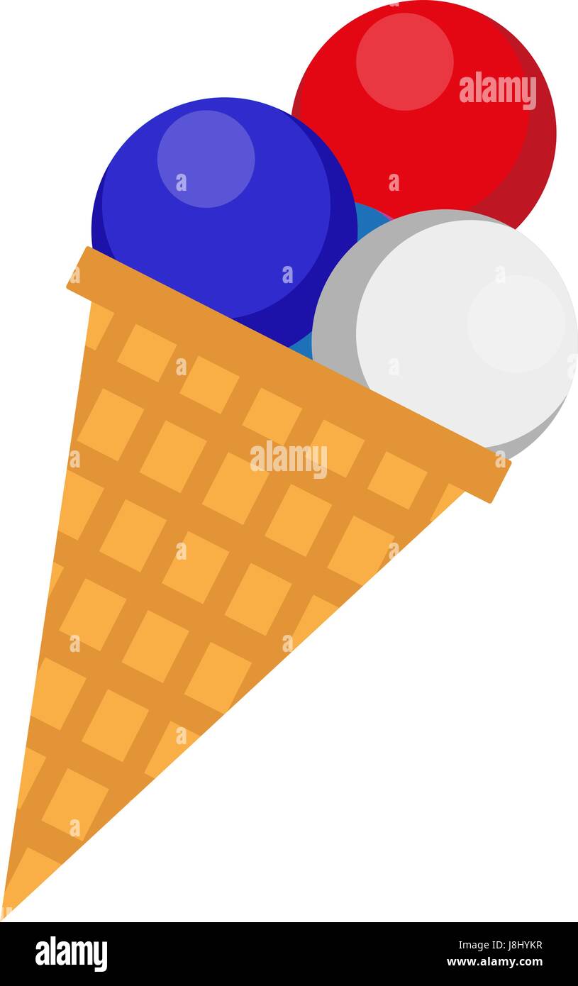 Ice Cream icona, di tipo piatto. 4 luglio concetto. Isolato su sfondo bianco. Illustrazione Vettoriale. Illustrazione Vettoriale