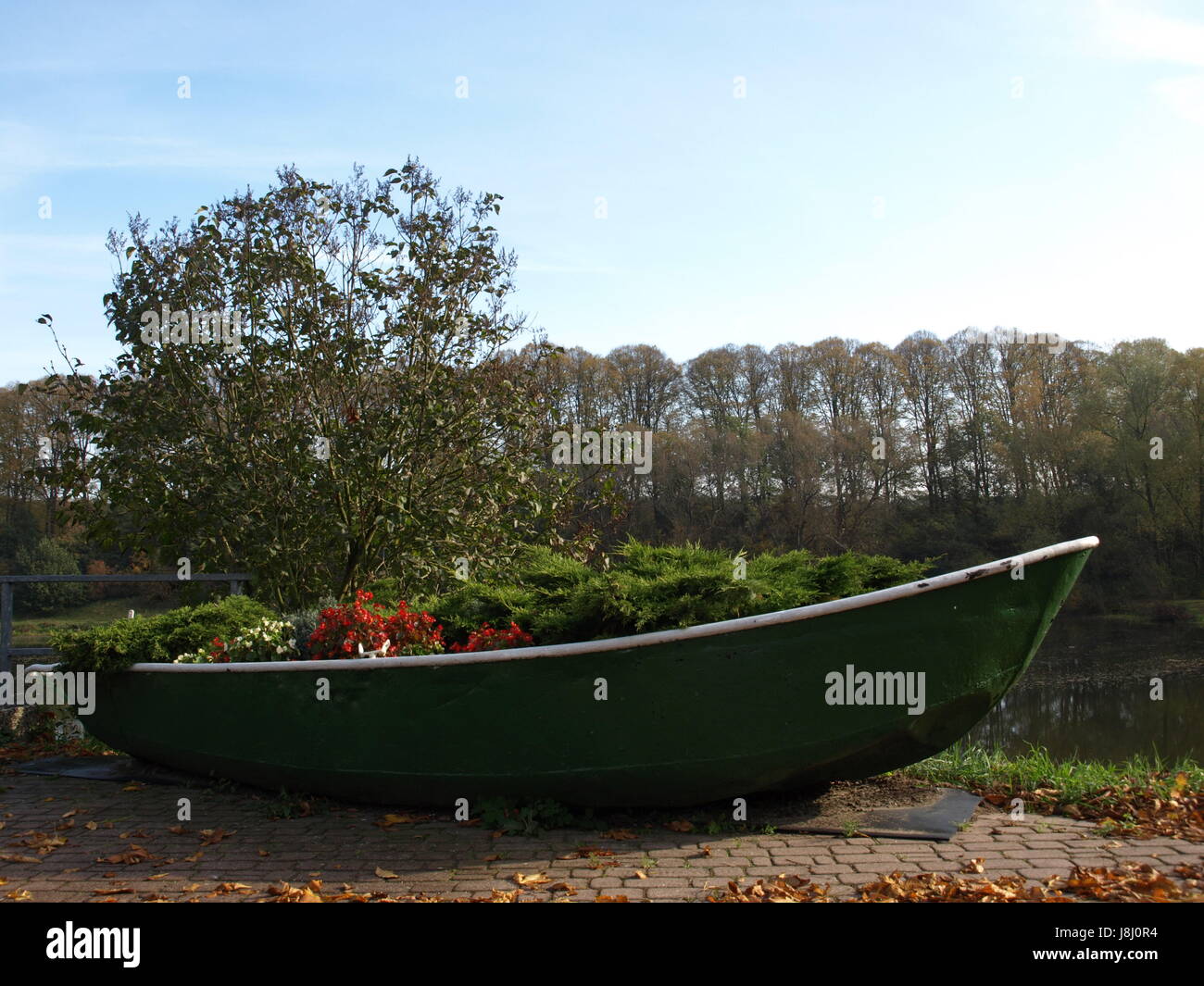 Barca a remi, piantagione, barca a vela, barca a vela, barca, natante, letto floreale, Foto Stock