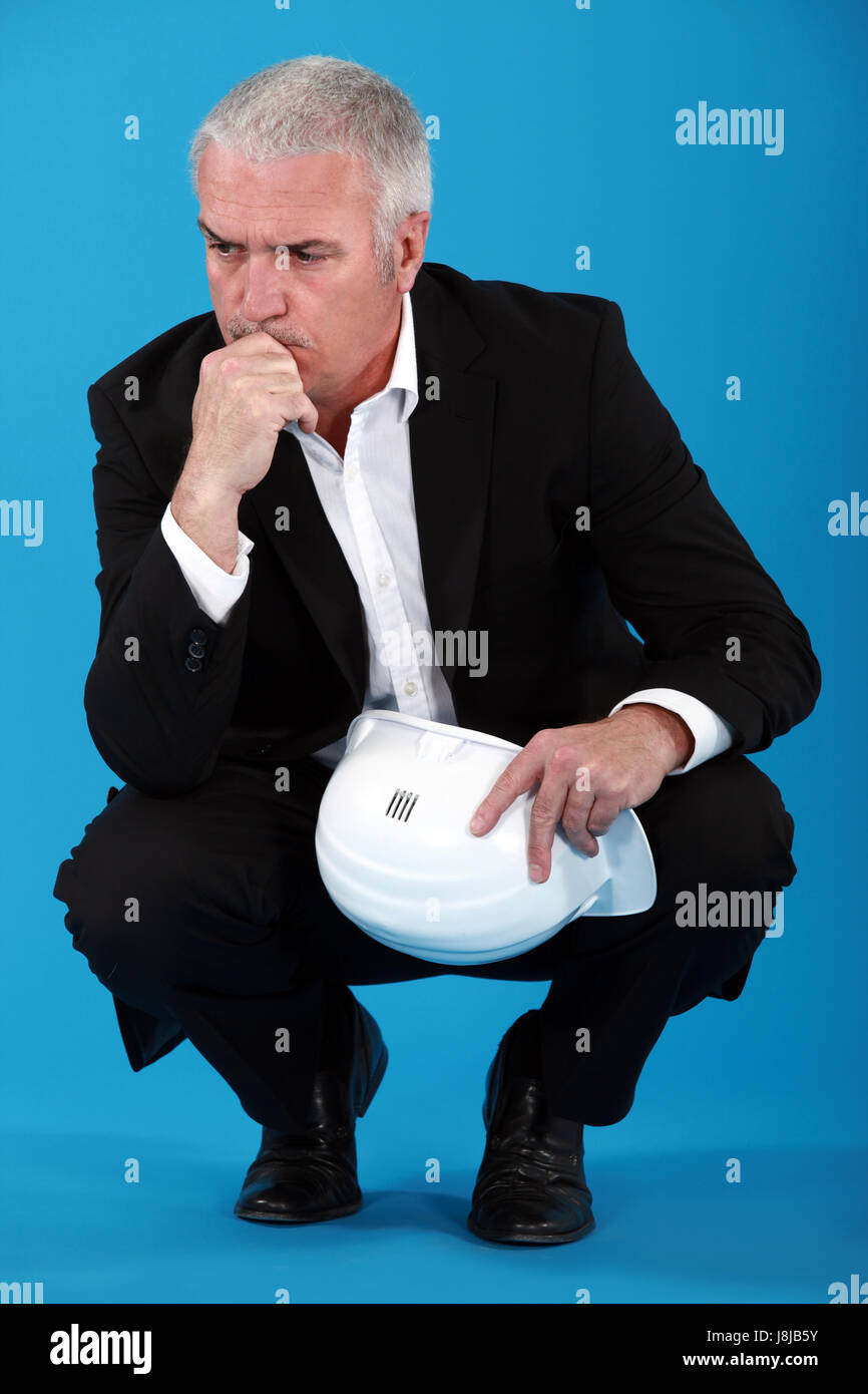 Blu, bianco, europeo, caucasico leader, capitano, capotribù, chief, boss, Foto Stock