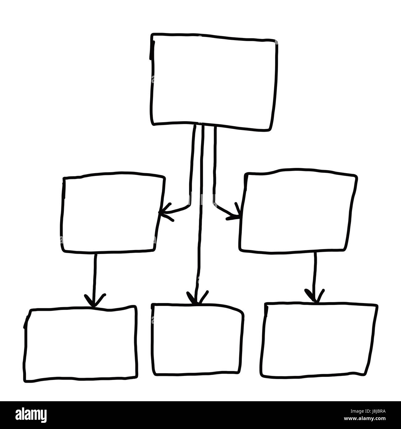 Mano di imprenditore di grafica di disegno a simboli forme geometriche grafico per le informazioni di input concetto su sfondo bianco. Foto Stock