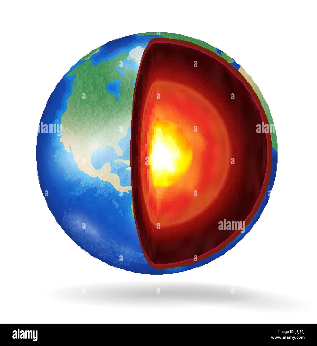 Vero e proprio pianeta terra struttura su sfondo bianco Illustrazione Vettoriale